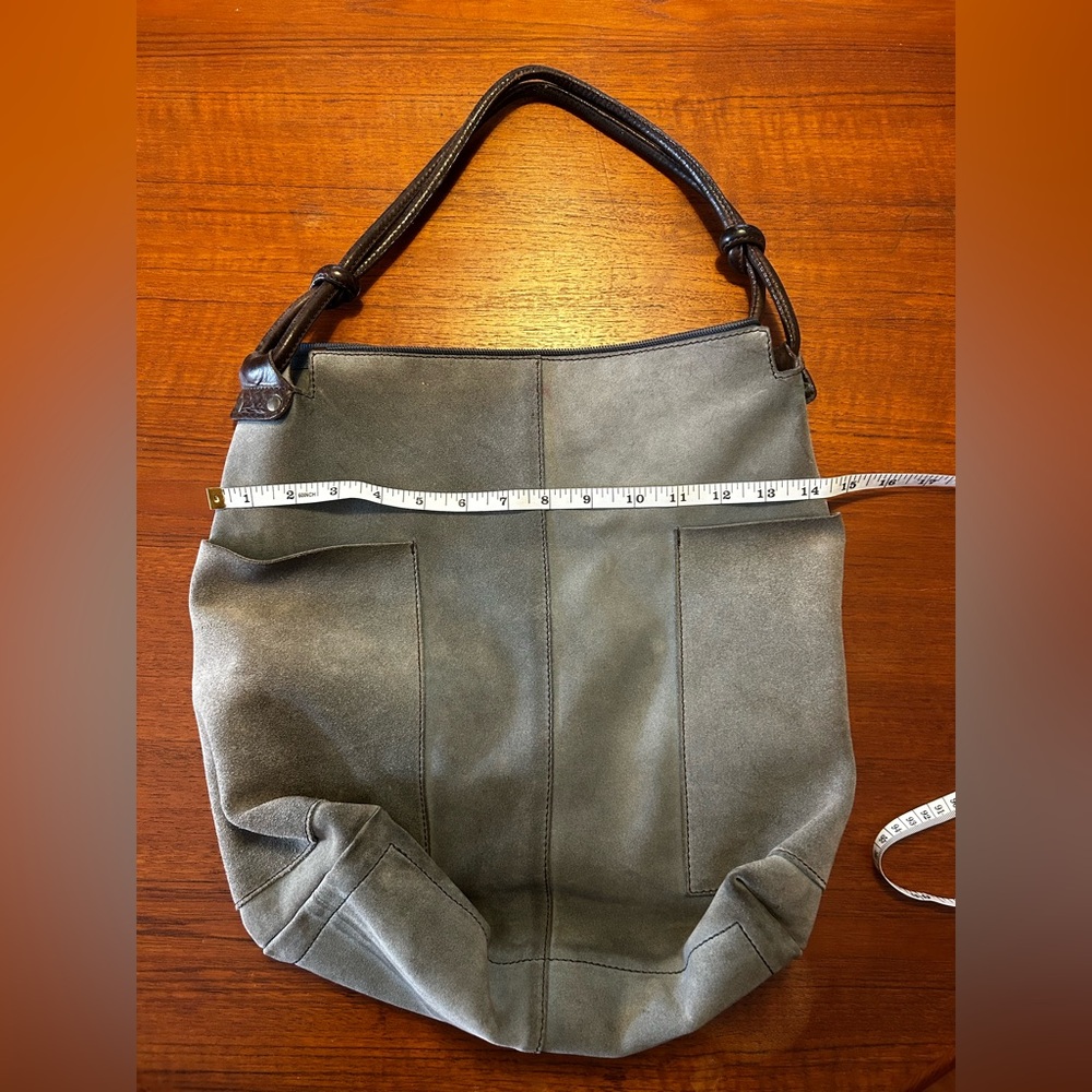 Grey/Blue suede Coccinelle bucket bag